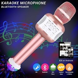 Superstar Karaoke Microphone Portable Handheld Wireless Karaoke With Bluetooth Speaker Recording Machine Compatible For Iphone Ipad Android Smartphone Or PC USB Karaoke For Kids Adults