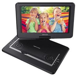 14 Portable DVD Player With Rechargeable Battery Swivel Screen Supports Sd Card And USB With 1.8M Car Charger And 1.8M Power Adaptor Black