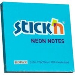 - Adhesive Notes 76X76MM - Neon Blue