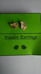 Wooden Bird Earrings