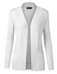 Women Bily Open Front Long Sleeve Classic Knit Cardigan White 2x