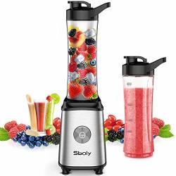 Sboly Personal Blender Single Serve Blender For Smoothies And Shakes Small Juice Blender With 2 Tritan Bpa-free 20OZ Blender Cups And Cleaning Brush 300W