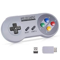 Urvoix 2.4G Wireless Rechargeable Joystick Controller Gamapad With Receiver For Nintendo Snes Classic Edition Nes Classic Edition Console With USB Adapter For PC Colorized Button