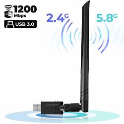 USB Wifi Adapter 1200 Mbps USB Wireless Network Adapter With Dual Band 2.4GHZ 300MBPS+5GHZ 866MBPS 5DBI Antenna For Desktop Windows XP VISTA 7 8 10 Mac