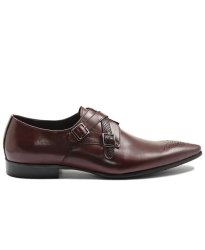 Genuine Leather Double Monk Strap - Brown - Brown UK 6