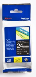 Brother TZ-355 24MM X 8M White On Black Laminated Tape