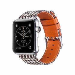 Cssd New Retro Luxury Canvas Leather Watch Bands Wrist Straps For Apple Watch Series 4 40MM D