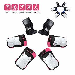 Crzko Knee Pads For Kids 6 In 1 Kids Protective Gear Adjustable Knee Elbow Pads Wrist Guards Toddler Protection Safety Scooter Skating Bike