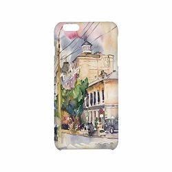 Urban Utility Phone Case Watercolor Painting Of A City Street With Buildings And Cars Soft Artistic Display Compatible With Iphone 6 PLUS 6S Plus