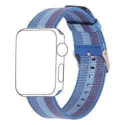 Etbotu Sport Watch Band Rainbow Colorful Woven Nylon Strap Bracelet Connector For Apple Iwatch
