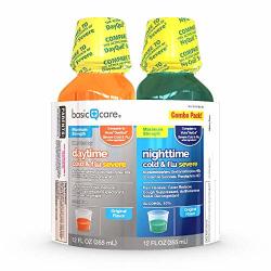 Basic Care Daytime Severe And Nighttime Severe Cold & Flu Relief Combo Pack Cold And Flu Medicine For Sore Throat Fever And Cough 24 Fluid Ounces