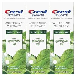USA Crest 3D White Whitening Therapy Toothpaste Spearmint Oil 4.1 Ounce Pack Of 3