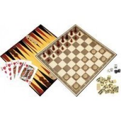 Ambassador Classic Games Collection - 6 Deluxe Games Real Wood Pieces