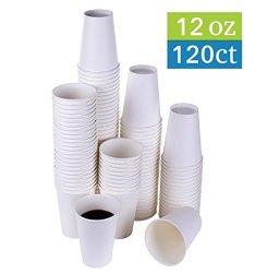 Tashibox White Hot Drink 120 Count - 12 Oz Disposable Paper Coffee Cups