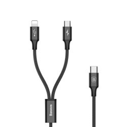 Baseus Speed Series 1.2M 3A 1 X 8PIN + 1 X Micro USB Data Sync Cable Charging Cable For Iphone ...
