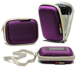 Navitech Purple Water Resistant Hard Digital Camera Case Cover For The Polaroid Cube Lifestyle Action Camera Polaroid XS100I Wi-fi Extreme
