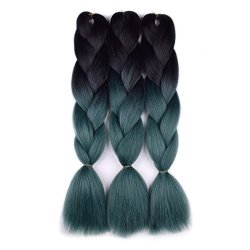 Bacana Hair Jumbo Braiding Hair 3pcs Black Dark Green Ombre