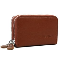 Credit Card Wallet Youna Rfid Blocking Genuine Leather Credit Card Holder For Women Coffee