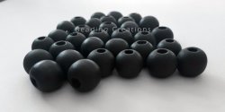 Wooden Beads - Natural - Dark Grey - Round - 14mm - 8 Pcs