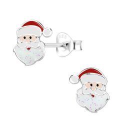 Santa Clause Enamel And 925 Sterling Silver Earrings