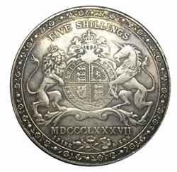 Rare Antique European 1887 United Kingdom - Victoria Five Shillings British Great Britain Silver Color Coin ...