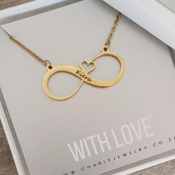 Lovella Personalized Necklace Gold Stainless Steel Size: 37MM On 50CM Chain Ready In 3 Days