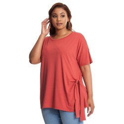 Donnay Plus Size 1-UP Side Knot Top - Dusty Rose