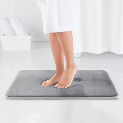 Genteele Memory Foam Bath Mat Non Slip Absorbent Super Cozy Velvet Bathroom Rug Carpet 17 Inches X 24 Inches Grey