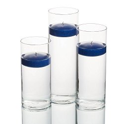 Set Of 3 Eastland Cylinder Vases And 3 Navy Blue Richland Floating Candles 3
