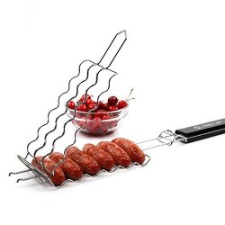 Miniinthebox Hot Dog Rack Metal Mesh Baskets Bbq Barbecue Sausage Grilling Basket Grill Rack Bbq Accessories Christmas Party Bbq Tool