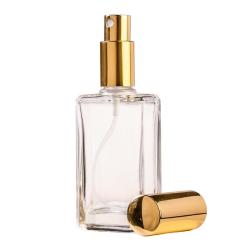 60ML Clear Glass Square Perfume Bottle With Gold Spray & Gold Cap 18 410