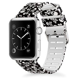 Lwsengme Compatible For Apple Watch Band 42MM 44MM Soft Silicone Replacment Sport Bands Iwatch Series 4 Series 3 Series 2 Series 1 - Pattern Printed FLOWER-9 42MM 44MM