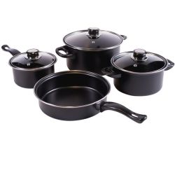 - 7 Piece Cookware Set - Non - Stick Carbon Steel - Black