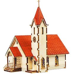 3D Church Wooden Model Kit Ho Scale 1 87 Wood Western Style Miniature Diorama