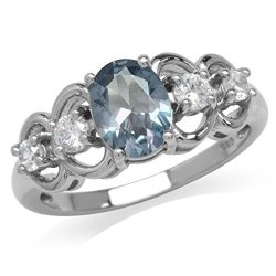 Silvershake 3 Stone Simulated Color Change Alexandrite White Gold Plated 925 Sterling Silver Ring Size 8.5