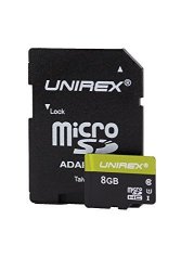 Unirex UMS-085S Micro Sd Card With Full Size Adapter 8GB UHS-1 U1