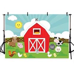 Mehofoto Photo Background Cartoon Farm Animals Grass Children Birthday Party Decoration Banner Backdrops For Photography 7FTX5FT