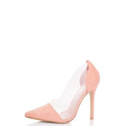 Quiz Blush Pink Faux Suede Pointed Court Shoes