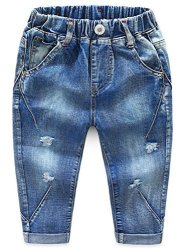 BABY Abolai Boys Girls Denim Pants Ripped Holes Jeans Trousers STYLE1 Blue 100