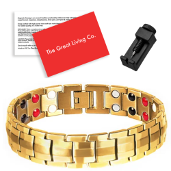 - Stainless Steel Magnetic Therapy Bracelet For Men With Sizing Tool - Gold