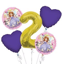 Sofia The First Balloon Bouquet 2ND Birthday 5 Pcs - Party Supplies