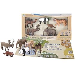 Wenno - Geology Animals Figures Habitats Educational Toys Set For Kids Children With World Map Qr Code Learning Resource Asia