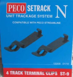 Peco St-9 N Scale - 4 Track Terminal Clips - New In Pkt.