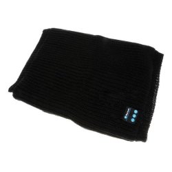 Warm Knitted Style Buff Scarf With Built-in Wireless Bluetooth Headphones Black