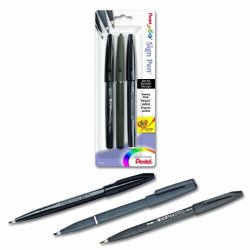 Pentel Arts Sign Pen Assorted Styles Pack Of 3 STSBP3A