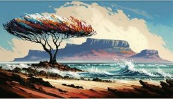 Canvas Wall Art - Abstract Table Mountain - B1023 120 X 80 Cm