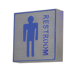 Bright Star Lighting - Blue Male Restroom Sign In Brushed Silver