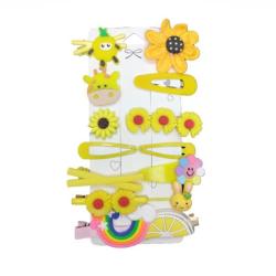 4AKID Assorted Hairclips For Girls - 14 Piece - Yellow