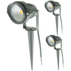 Quans 3-PACK 5W Warm White 12V 24V Dc Ac Low Voltage Outdoor Landscape Spotlight LED Light Waterproof Pathway Lawn Garden Yard Lights With Stake