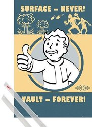 1ART1 Fallout Poster 36X24 Inches 4 Vault Forever And 1 Set Of Transparent Poster Hangers